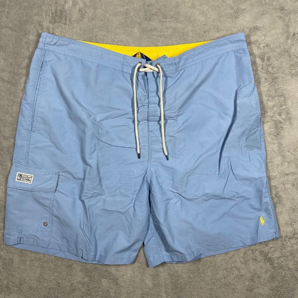 Polo Ralph Lauren Men's 2XB Blue Lined‎ Swim Trunks Swimsuit Suit / Swimwear